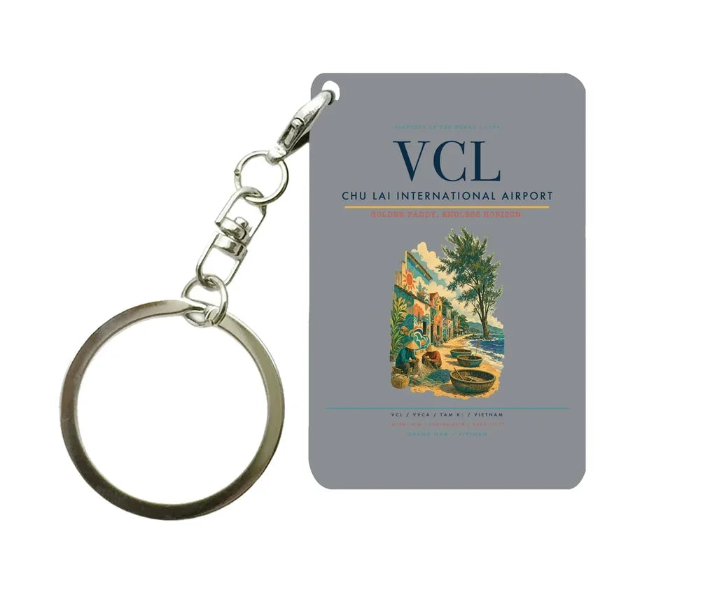 Chu Lai International Airport (VCL) design on gray key chain