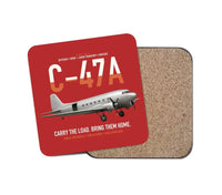 Thumbnail for C-47A Skytrain design on red 1 piece coaster