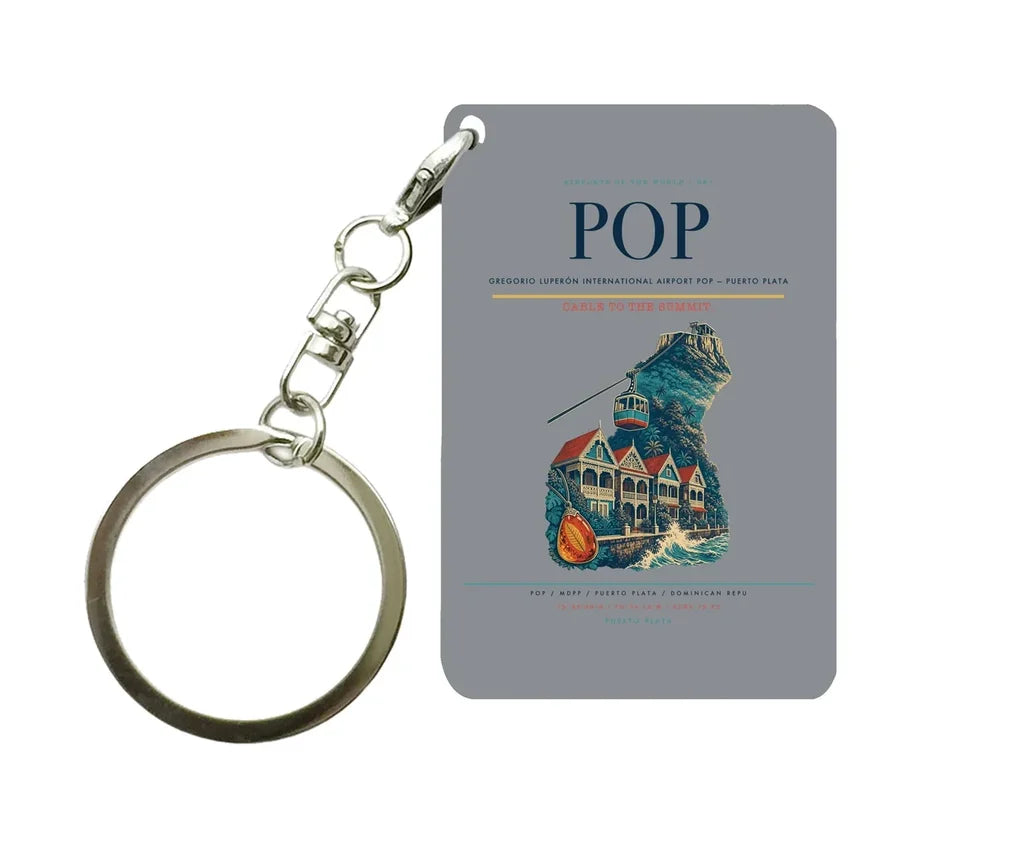 Gregorio Luperón International Airport (POP) design on gray key chain