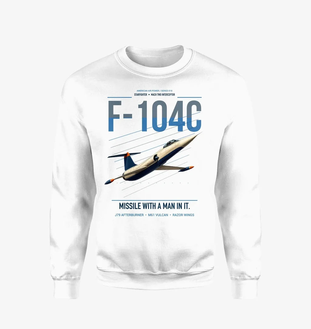 F-104C Starfighter design on white sweatshirt
