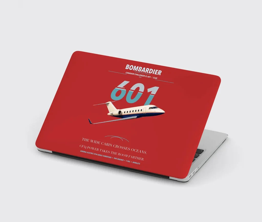 Bombardier Challenger 601 design on red MacBook case