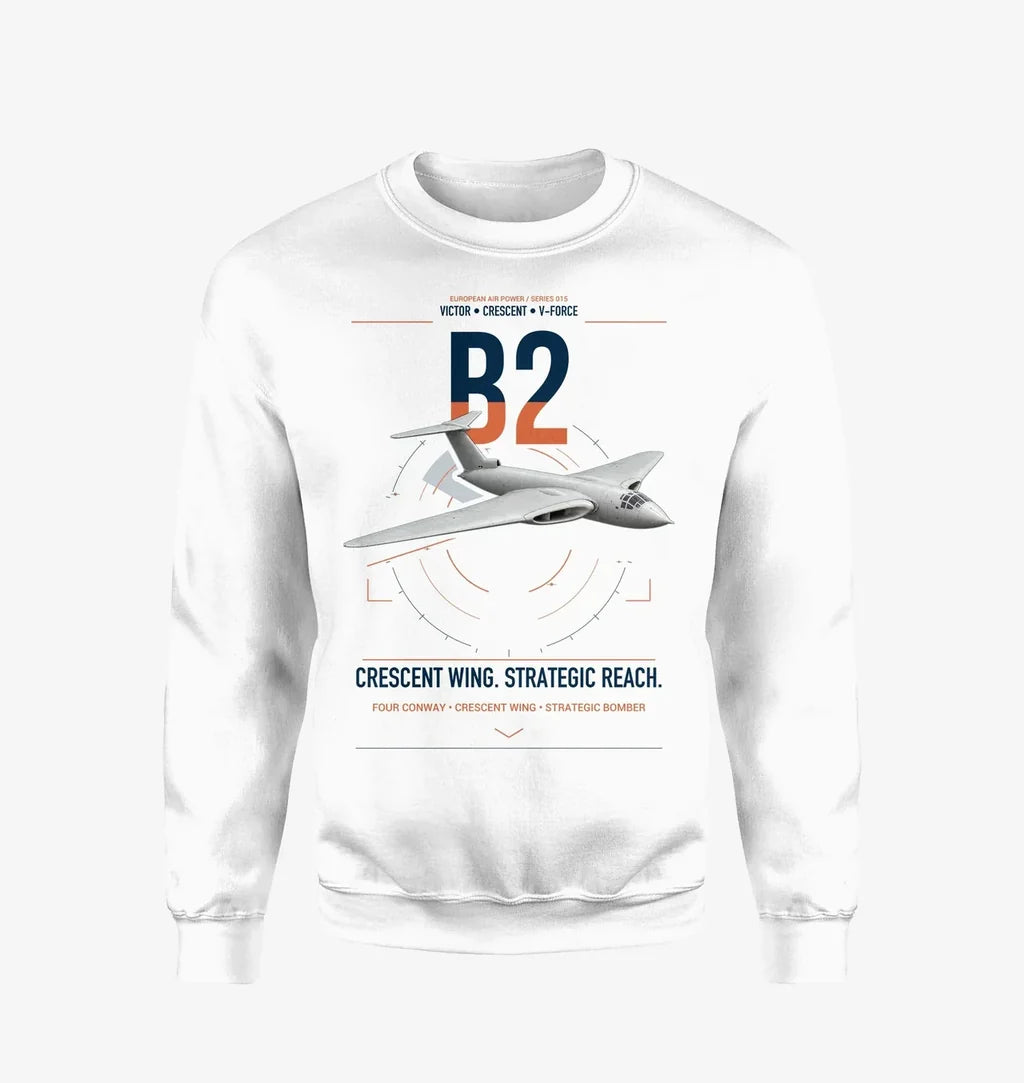 Handley Page Victor B2 design on white sweatshirt