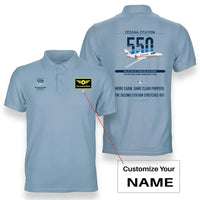 Thumbnail for Cessna Citation 550 - Citation II design on light blue+name double-side polo t-shirt, double-side print