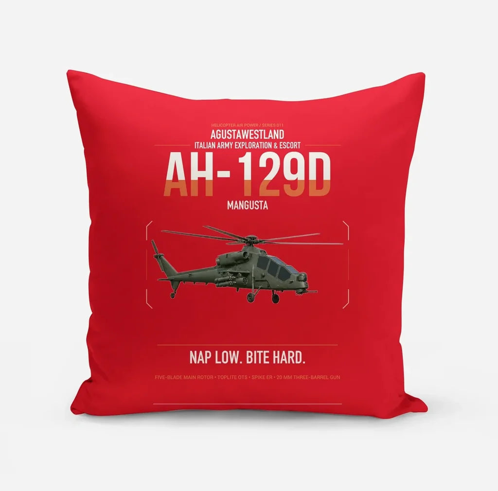 AgustaWestland AH-129D Mangusta design on red pillow