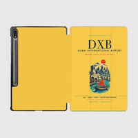Thumbnail for Dubai International Airport (DXB) design on yellow samsung tablet tablet case