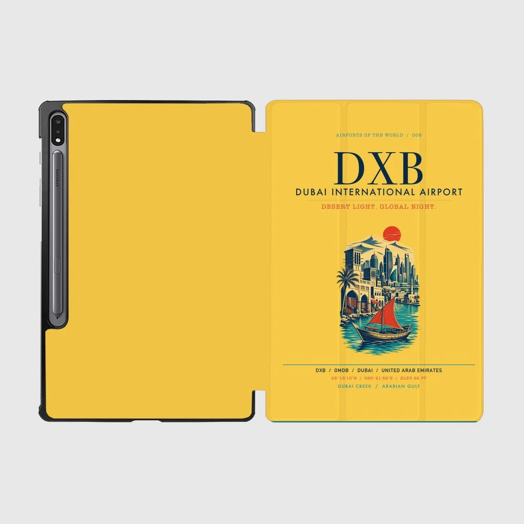 Dubai International Airport (DXB) design on yellow samsung tablet tablet case