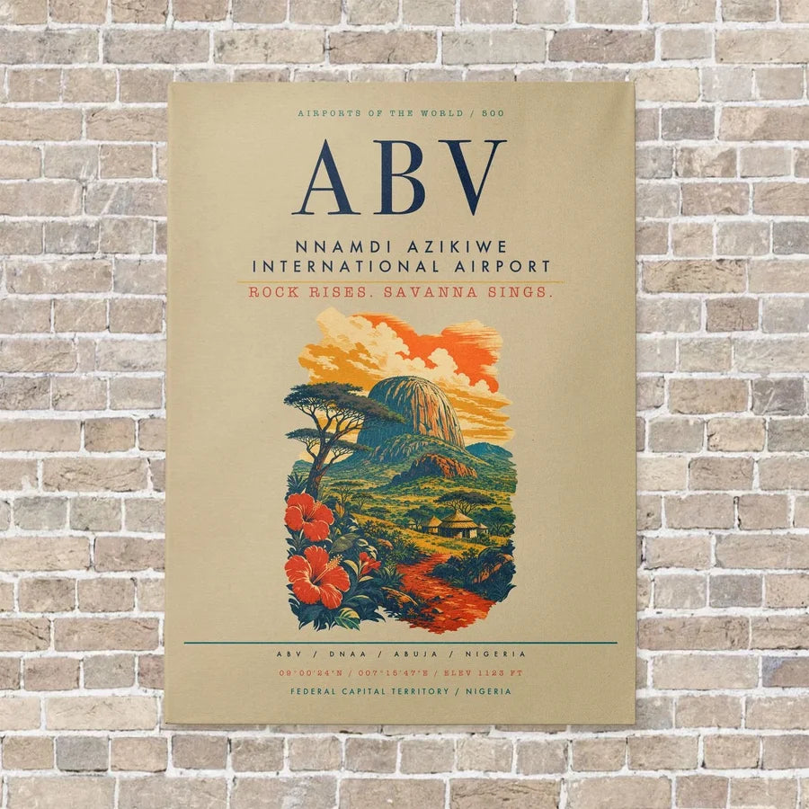 Nnamdi Azikiwe International Airport ABV vertical canvas print - no frame - beige background