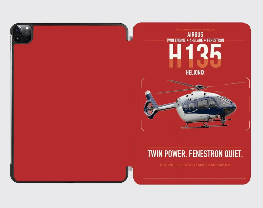 Airbus H135 design on red ipad tablet case