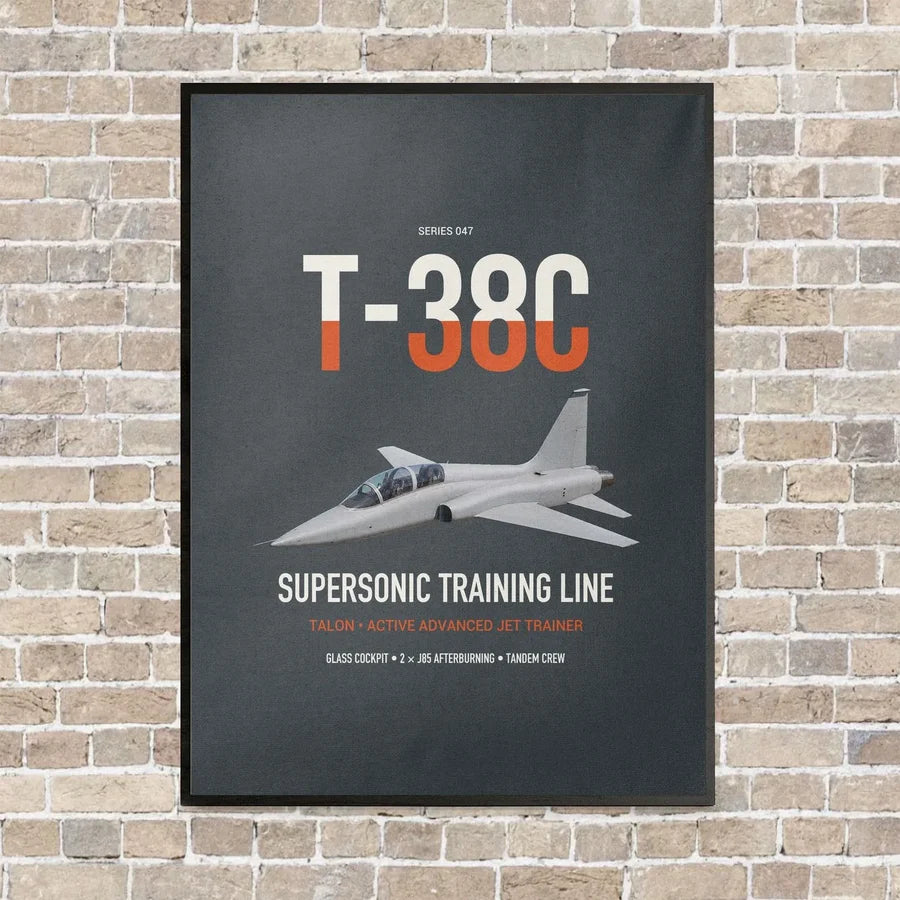 T-38C Talon vertical canvas print - framed - gray background
