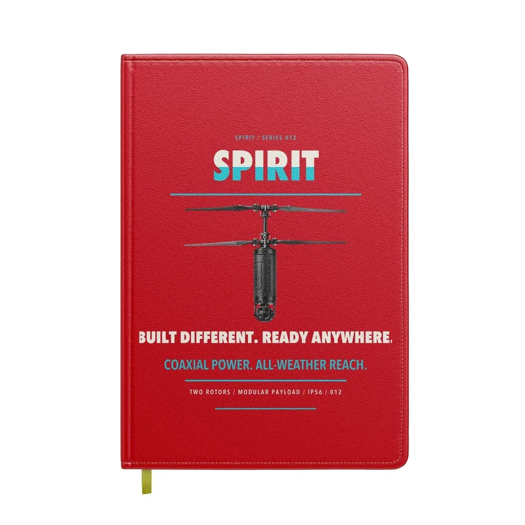 Ascent AeroSystems Spirit design on red notebook