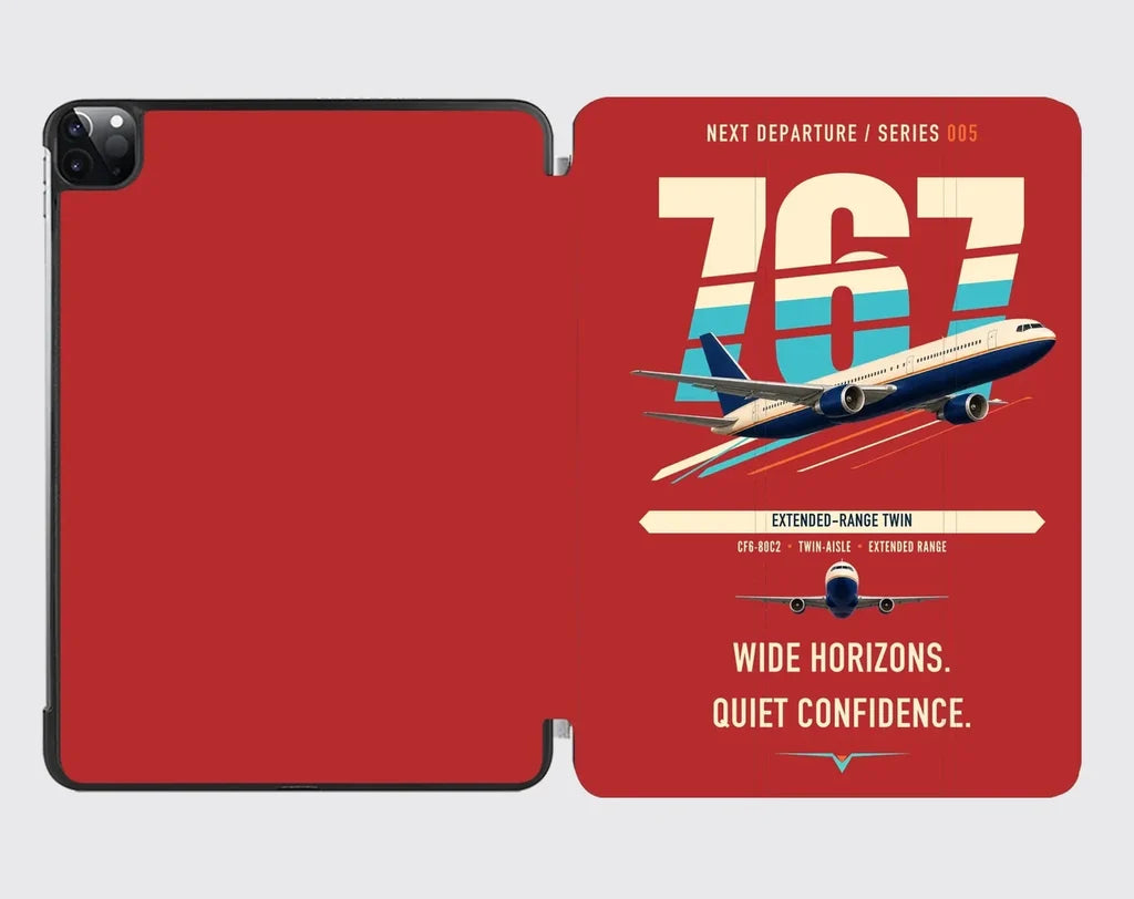 Boeing 767-300ER design on red ipad tablet case