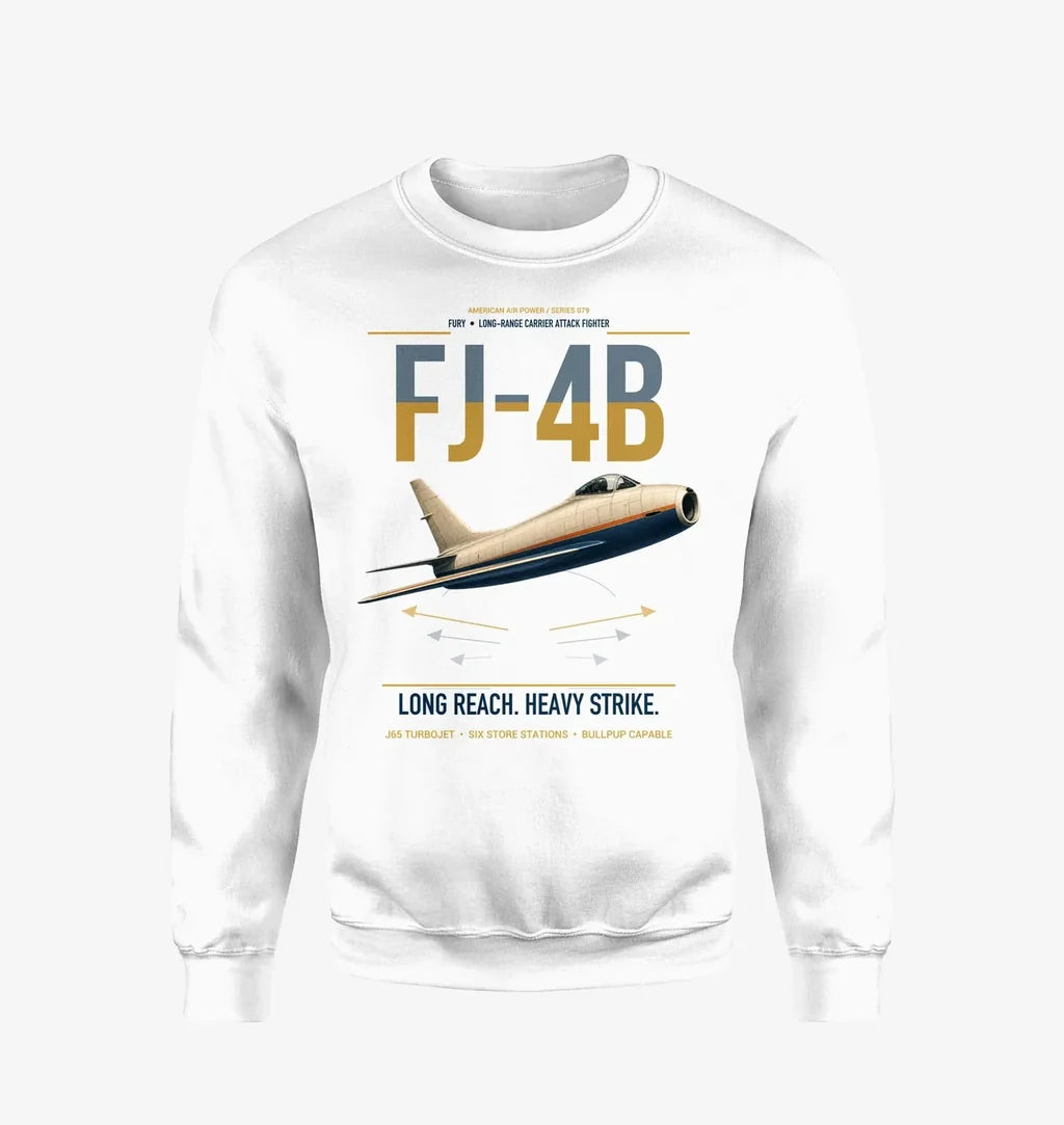 FJ-4B Fury design on white sweatshirt