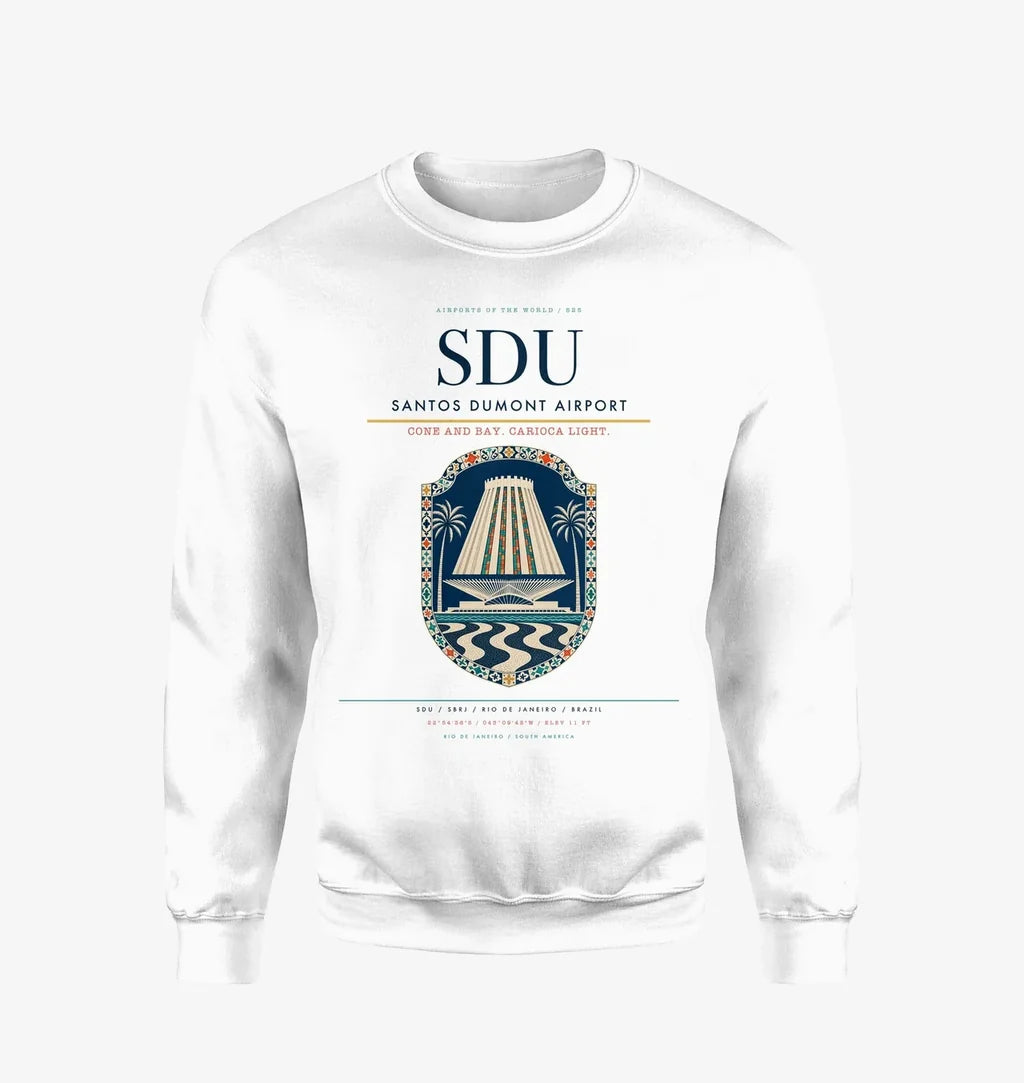 Santos Dumont Airport (SDU) design on white sweatshirt