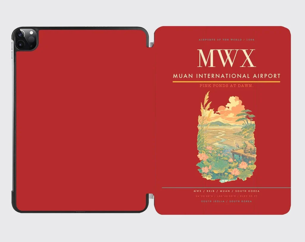 Muan International Airport (MWX) design on red ipad tablet case