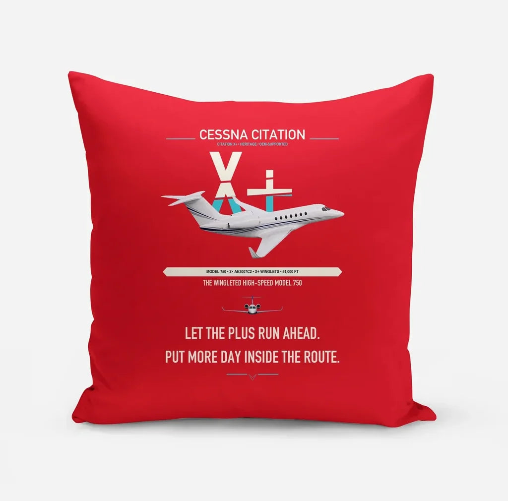 Cessna Citation X+ design on red pillow