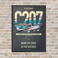 Thumbnail for Cessna T207A Stationair 8 vertical canvas print - framed - gray background