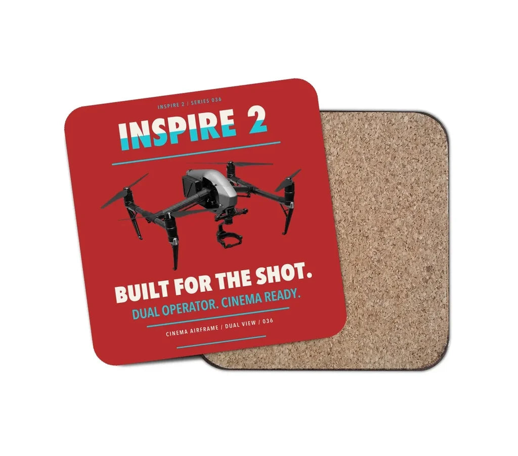 DJI Inspire 2 design on red 1 piece coaster