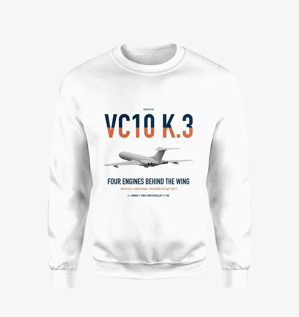 Vickers VC10 K.3 design on white sweatshirt