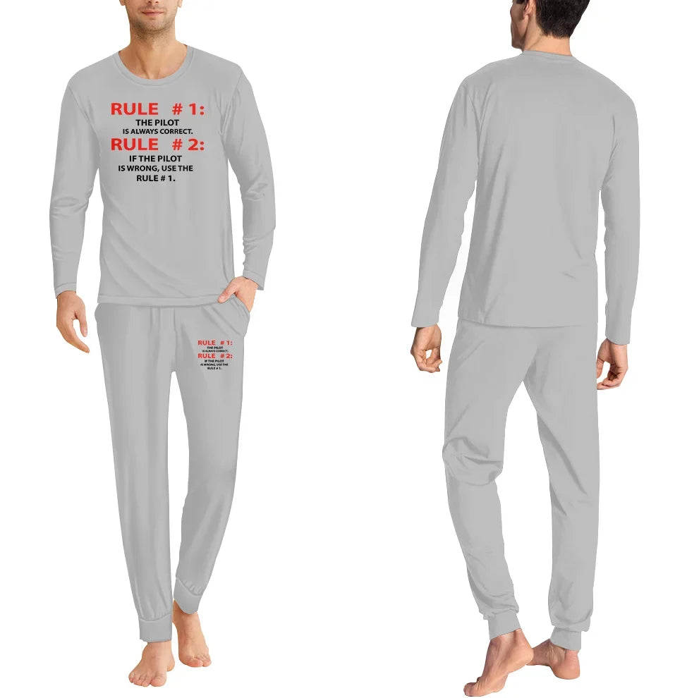 Rule 1 - Pilot is Always Correct men pajamas - Light Gray