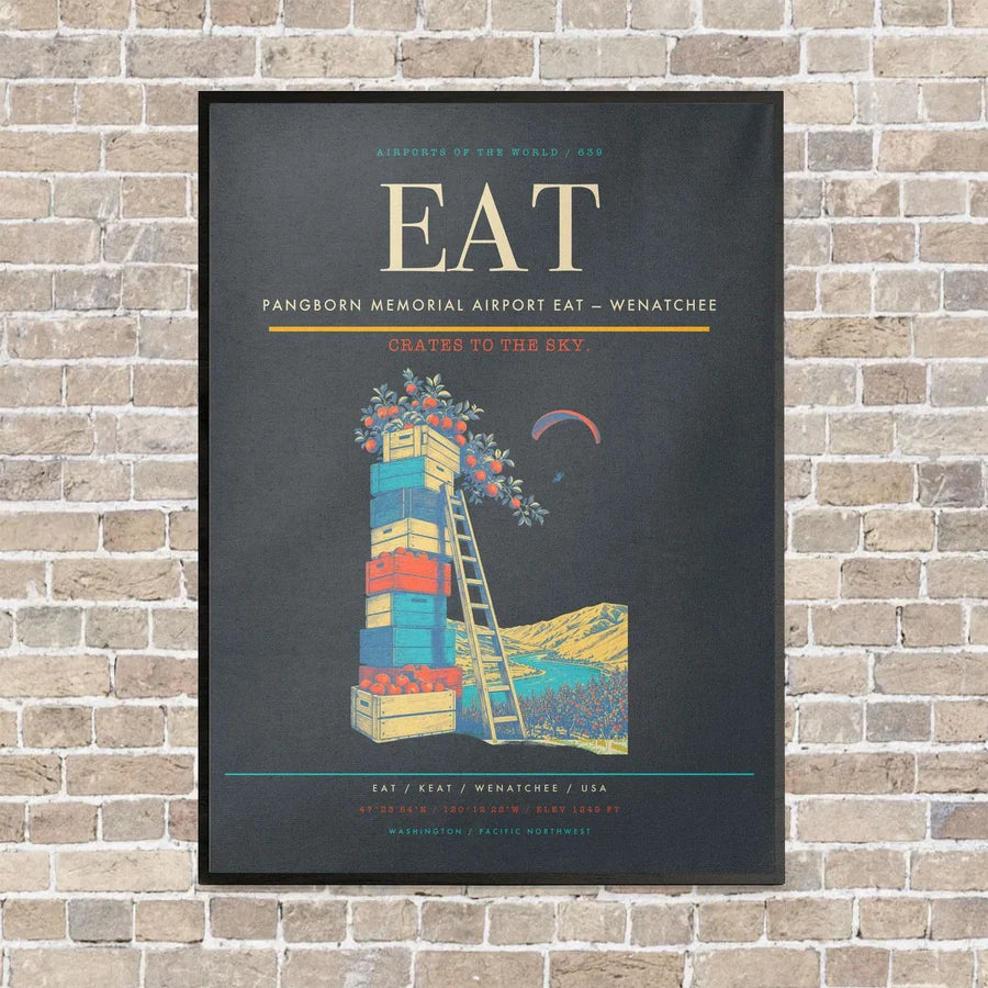 Pangborn Memorial Airport EAT — Wenatchee vertical canvas print - framed - gray background