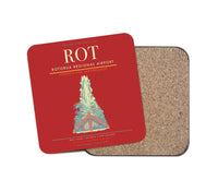 Thumbnail for Rotorua Regional Airport (ROT) design on red 1 piece coaster
