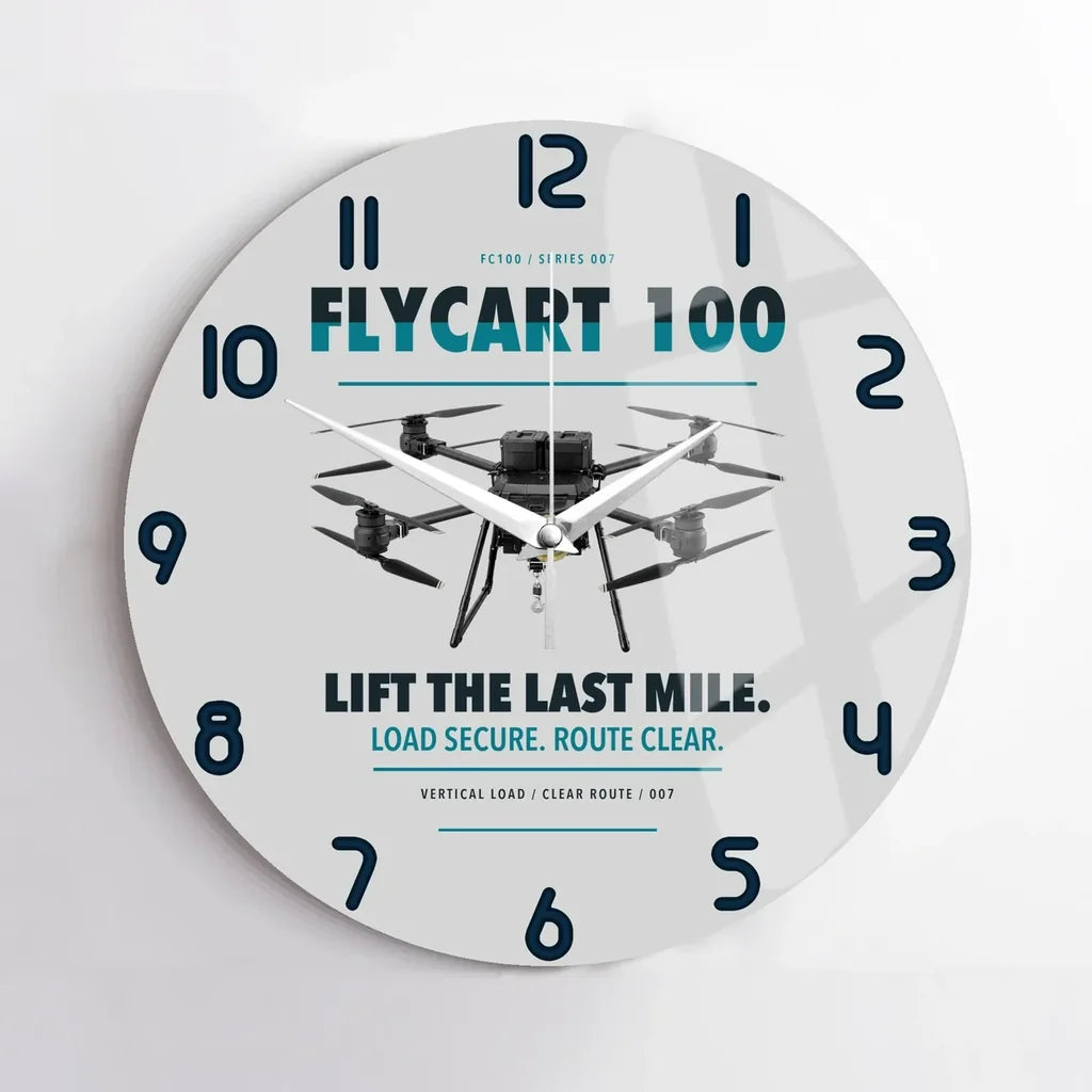 DJI FlyCart 100 design on light gray no frame wall clock