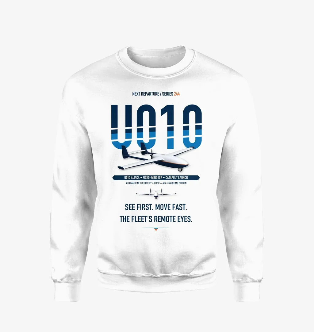 Airbus U010 Aliaca Fixed-wing design on white sweatshirt