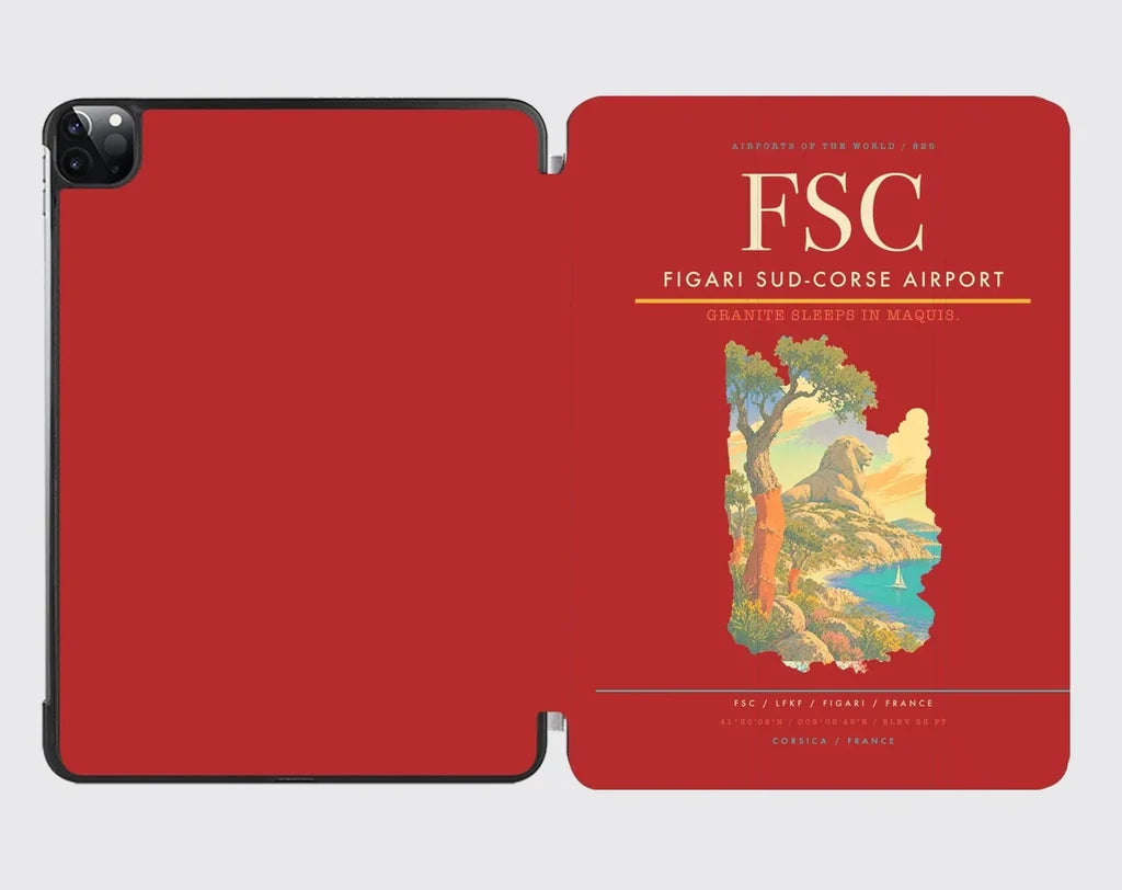 Figari Sud-Corse Airport (FSC) design on red ipad tablet case