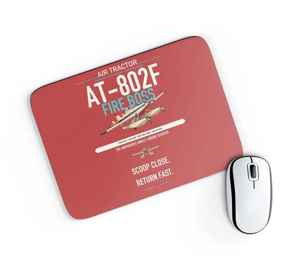 Air Tractor AT-802F Fire Boss design on red rectangle mouse pad