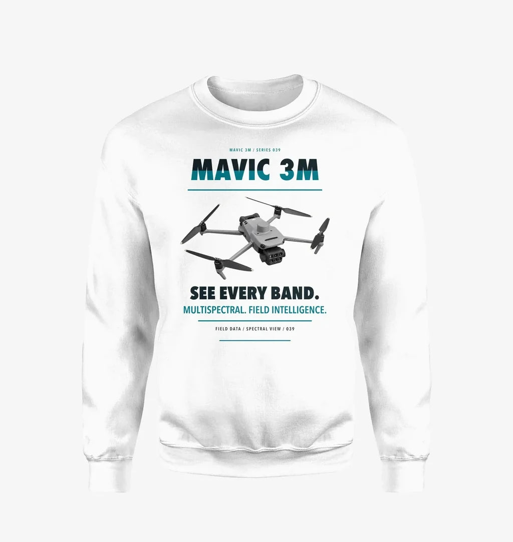 DJI Mavic 3 Multispectral design on white sweatshirt