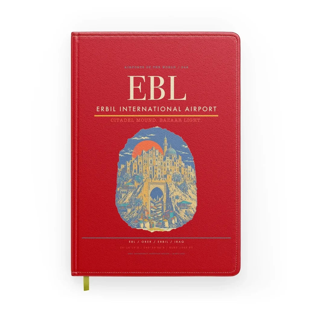 Erbil International Airport (EBL) design on red notebook