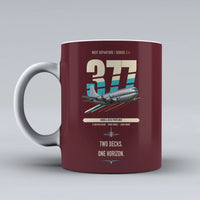 Thumbnail for Boeing 377 Stratocruiser double-side print on dark red ceramic mug