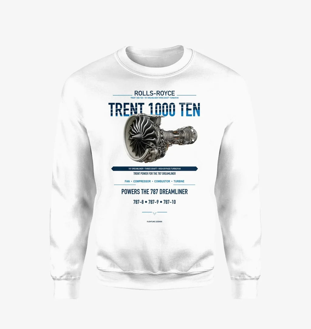 TRENT 1000 TEN design on white sweatshirt