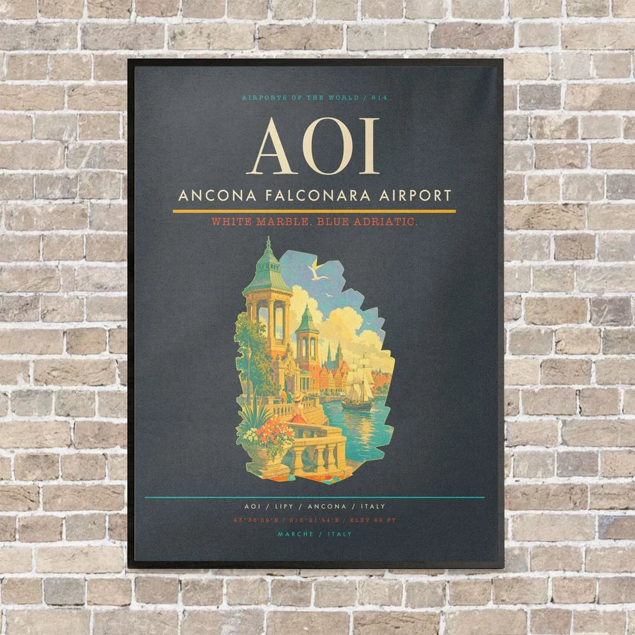 Ancona Falconara Airport AOI - Canvas Framed - Gray