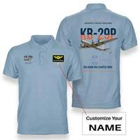 Thumbnail for KB-29P SUPERFORTRESS design on light blue+name double-side polo t-shirt, double-side print