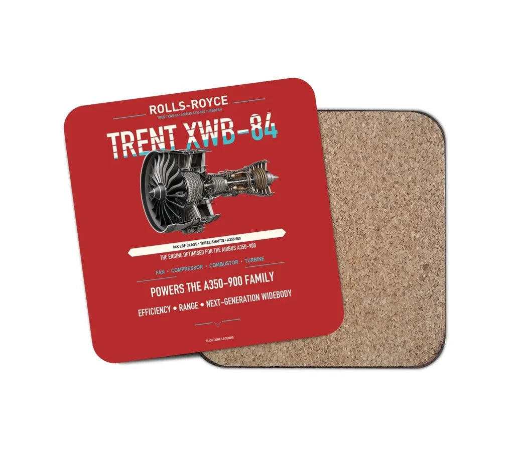 TRENT XWB-84 design on red 1 piece coaster