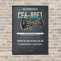 Thumbnail for CF6-80E1 vertical canvas print - framed - gray background