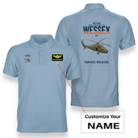 Thumbnail for Westland Wessex HU5 design on light blue+name double-side polo t-shirt, double-side print