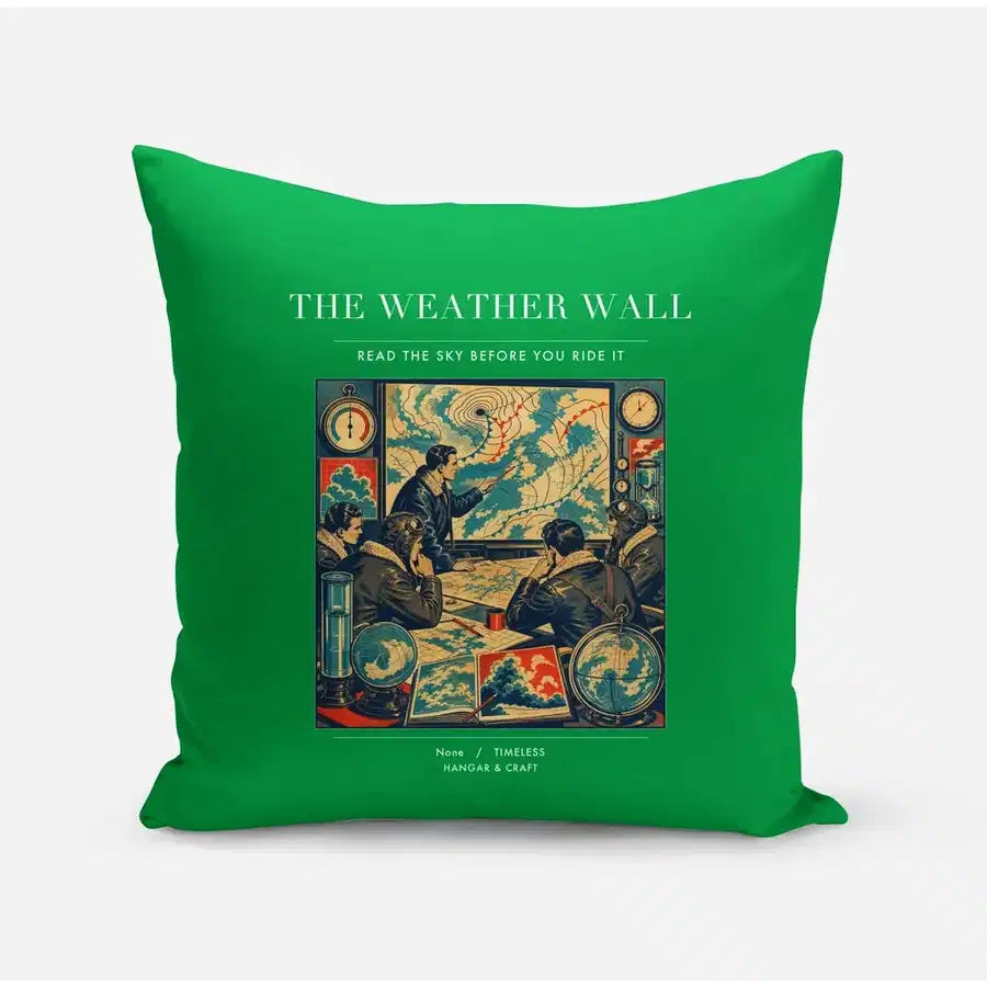 VINTAGE G4141 - The Weather Wall - Designed Pillows design on green
