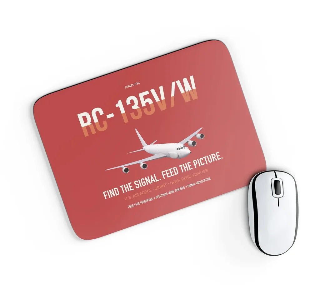 RC-135V W Rivet Joint design on red rectangle mouse pad