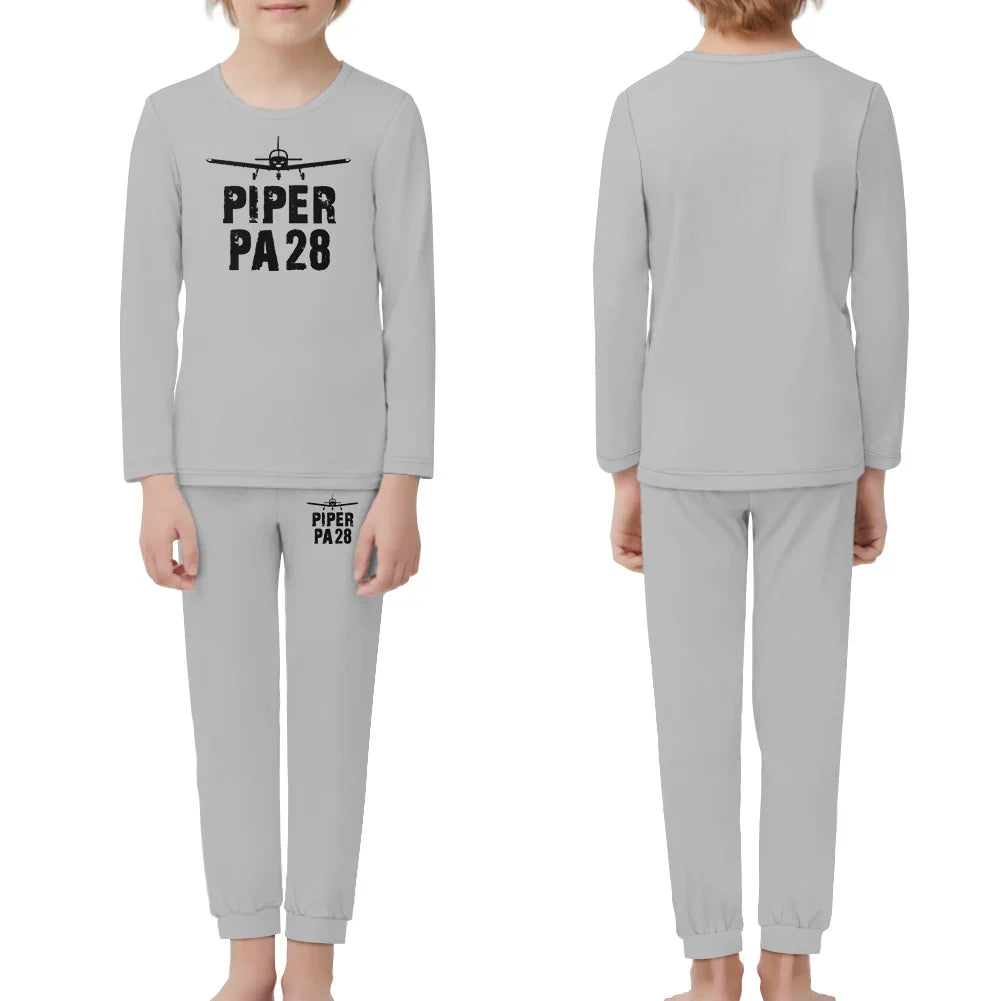 Piper PA28 & Plane children pajamas - Light Gray