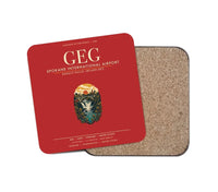 Thumbnail for Spokane International Airport (GEG) design on red 1 piece coaster
