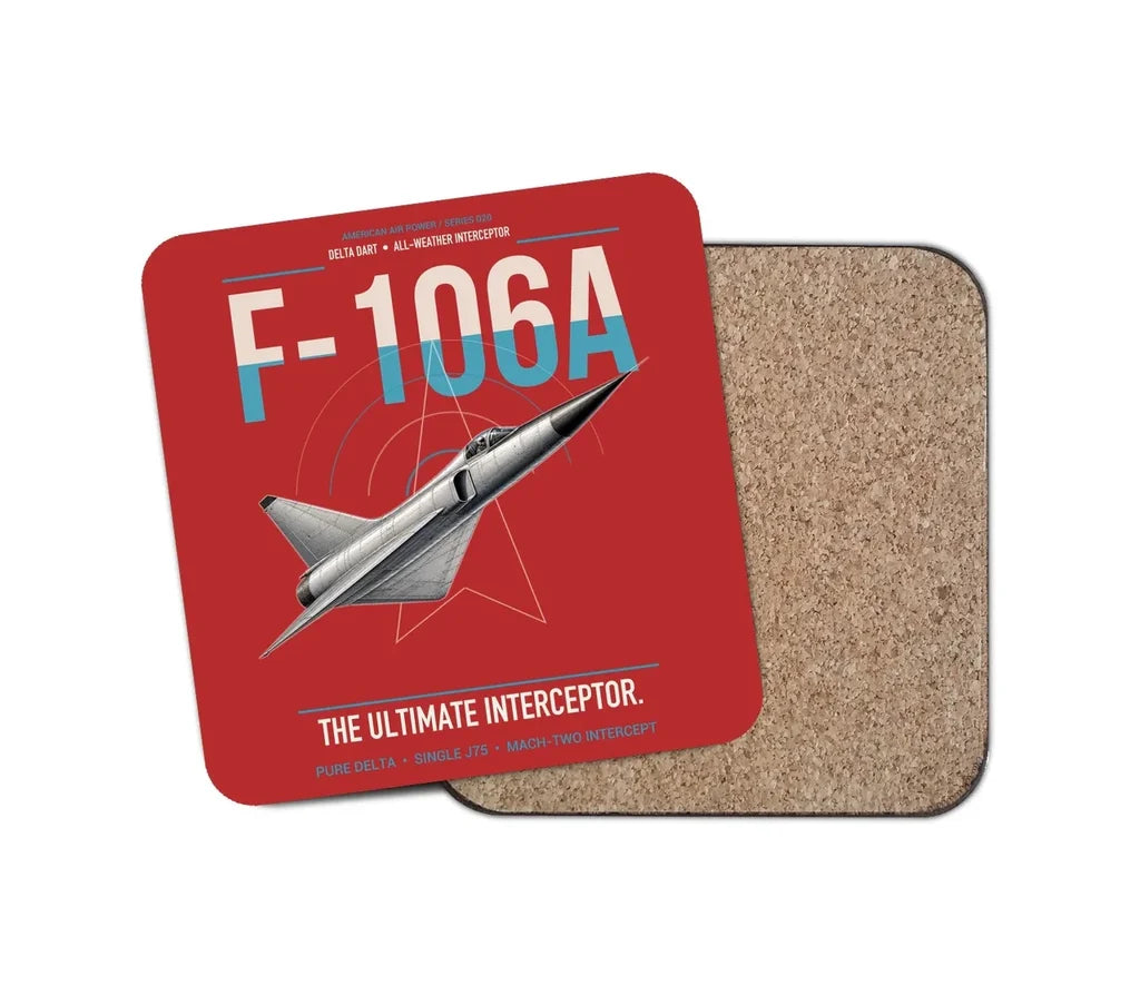 F-106A Delta Dart design on red 1 piece coaster
