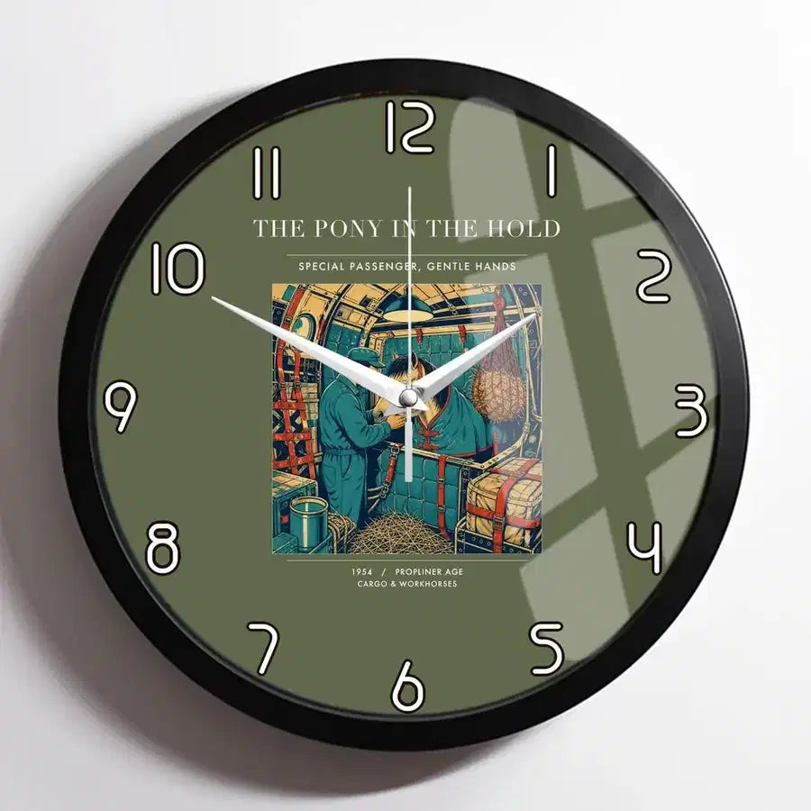 VINTAGE G4235 - The Pony In The Hold - Designed Wall Clocks design on greenarmy framed