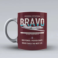 Thumbnail for Cessna Citation Bravo design on dark red ceramic mug, double-side print