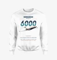 Thumbnail for Bombardier Global 6000 design on white sweatshirt