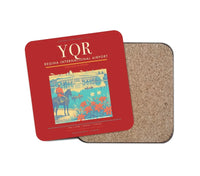 Thumbnail for Regina International Airport (YQR) design on red 1 piece coaster