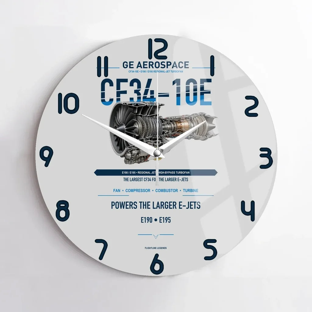 CF34-10E design on light gray no frame wall clock