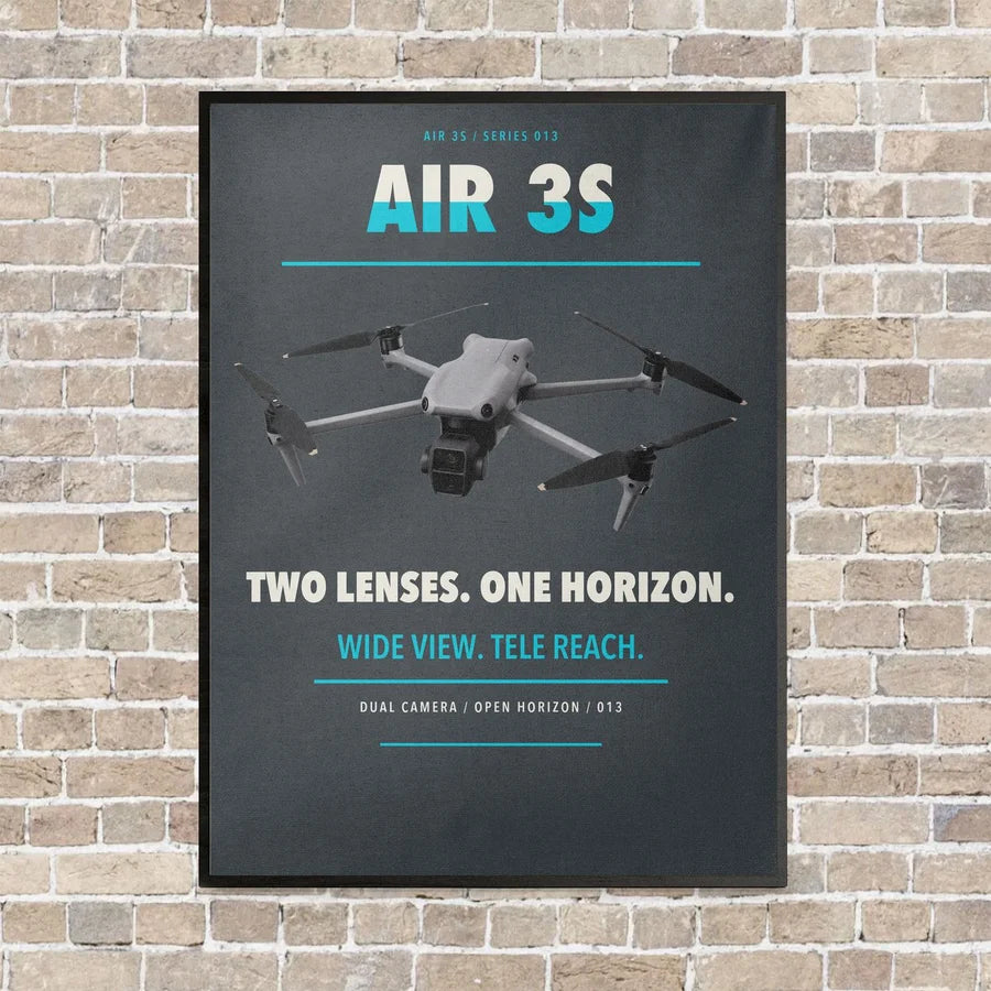 DJI Air 3S vertical canvas print - framed - gray background