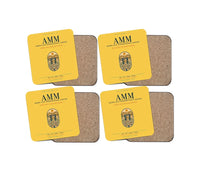 Thumbnail for Queen Alia International Airport (AMM) design on yellow 4 pieces set coaster
